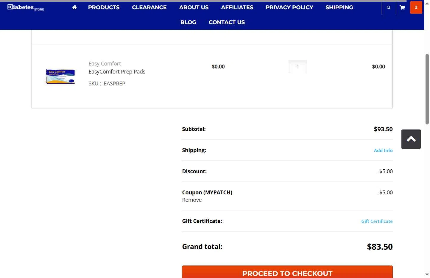 DiabetesStore checkout page showing DiabetesStore promo code box | Screenshot taken by SimplyCodes community member on Oct 31, 2025