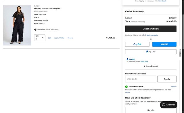 Dia & Co checkout page showing Dia & Co promo code box | Screenshot taken by SimplyCodes community member on Aug 29, 2025