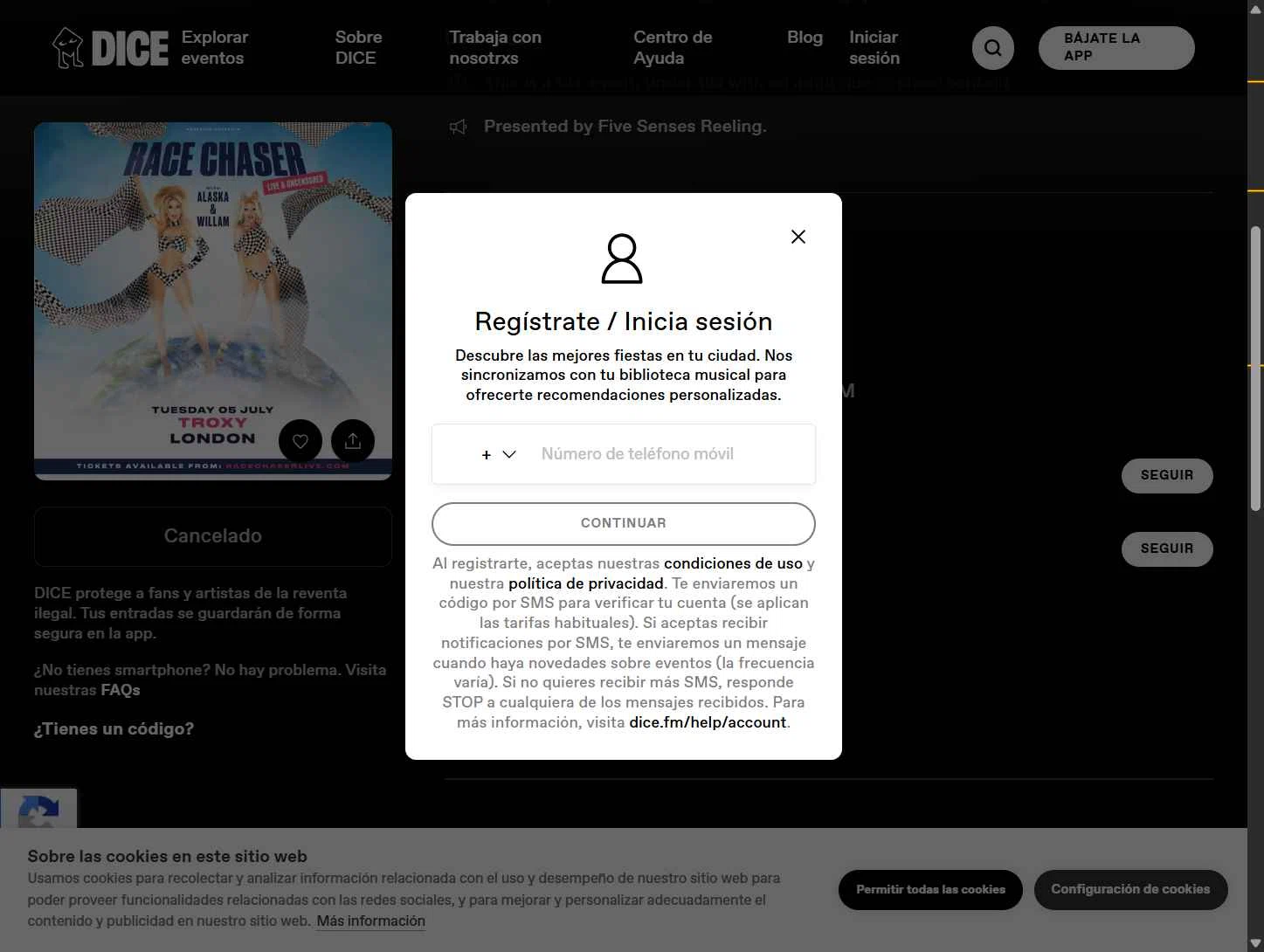 DICE FM checkout page showing DICE FM discount code box | Screenshot taken by SimplyCodes community member on May 5, 2025