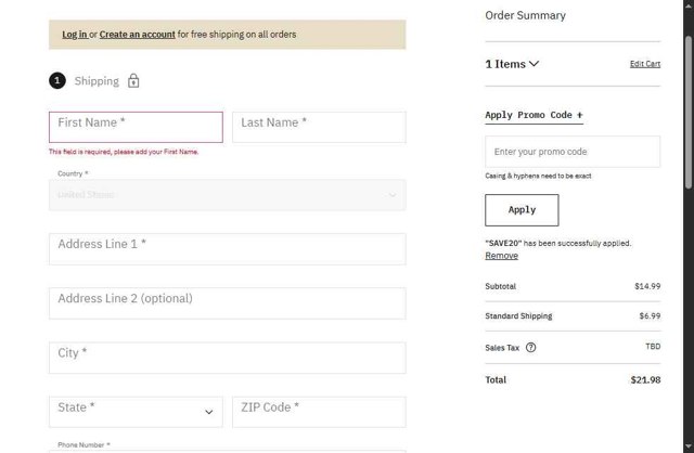 Dickies checkout page showing Dickies promo code box | Screenshot taken by SimplyCodes community member on Jul 19, 2025