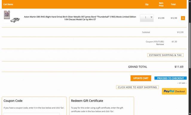 Diecast Models Wholesale checkout page showing Diecast Models Wholesale coupon code box | Screenshot taken by SimplyCodes community member on Jul 12, 2025