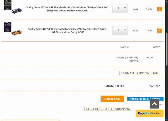 Diecast Models Wholesale checkout page showing Diecast Models Wholesale coupon code box | Screenshot taken by SimplyCodes community member on Jul 29, 2025