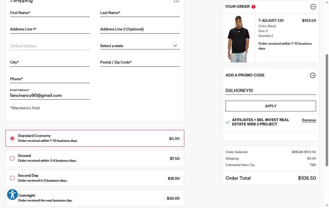 Diesel checkout page showing Diesel promo code box | Screenshot taken by SimplyCodes community member on Aug 21, 2025