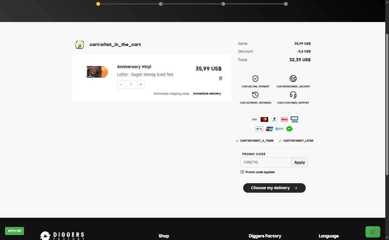 Diggers Factory checkout page showing Diggers Factory promo code box | Screenshot taken by SimplyCodes community member on Sep 9, 2025