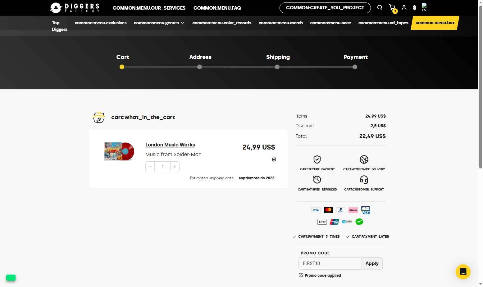 Diggers Factory checkout page showing Diggers Factory promo code box | Screenshot taken by SimplyCodes community member on Aug 26, 2025