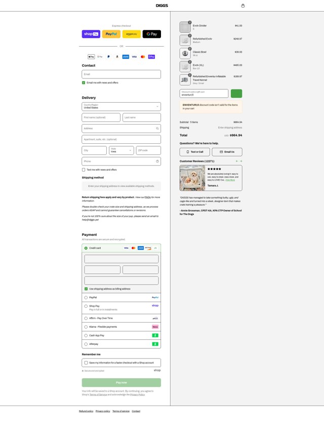 Diggs checkout page showing Diggs promo code box | Screenshot taken by SimplyCodes community member on Aug 22, 2025