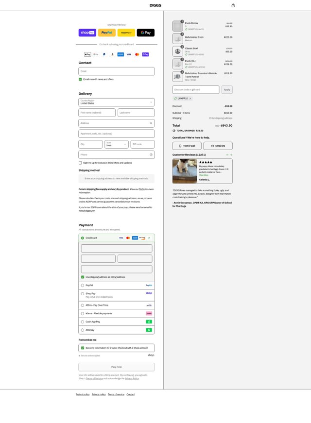 Diggs checkout page showing Diggs promo code box | Screenshot taken by SimplyCodes community member on Aug 20, 2025