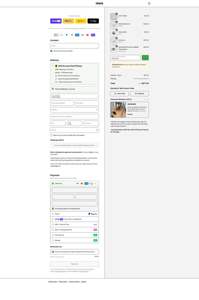 Diggs checkout page showing Diggs promo code box | Screenshot taken by SimplyCodes community member on Aug 8, 2025