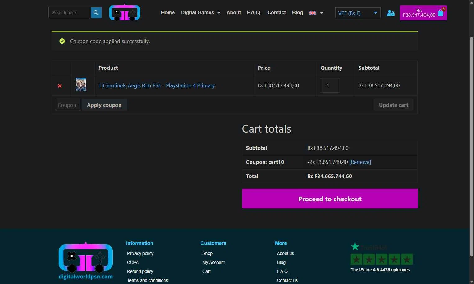 Digital World PSN checkout page showing Digital World PSN promo code box | Screenshot taken by SimplyCodes community member on Oct 12, 2025