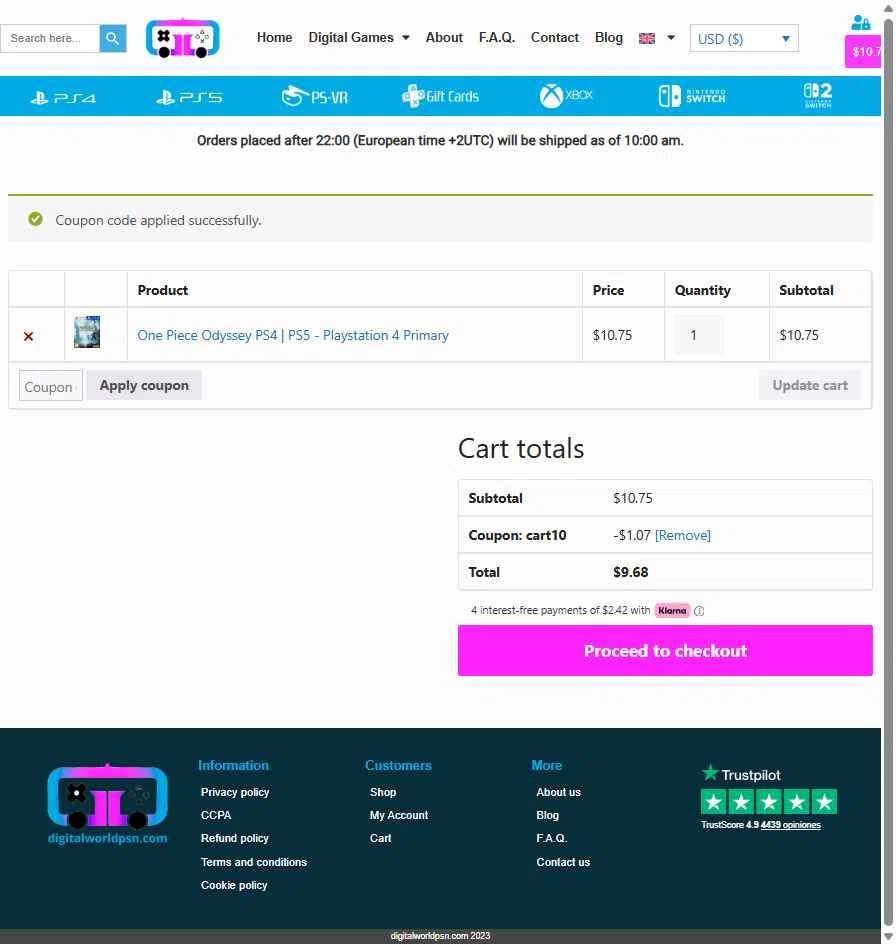 Digital World PSN checkout page showing Digital World PSN promo code box | Screenshot taken by SimplyCodes community member on Sep 30, 2025