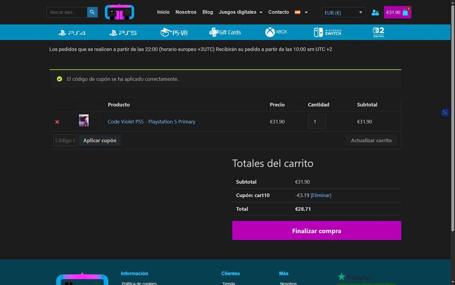 Digital World PSN checkout page showing Digital World PSN promo code box | Screenshot taken by SimplyCodes community member on Jan 17, 2026