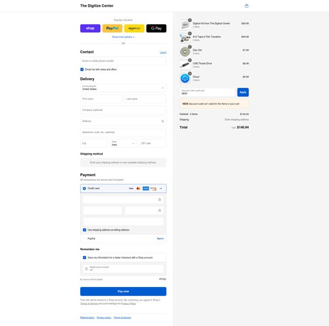 The Digitize Center checkout page showing The Digitize Center promo code box | Screenshot taken by SimplyCodes community member on Sep 9, 2025