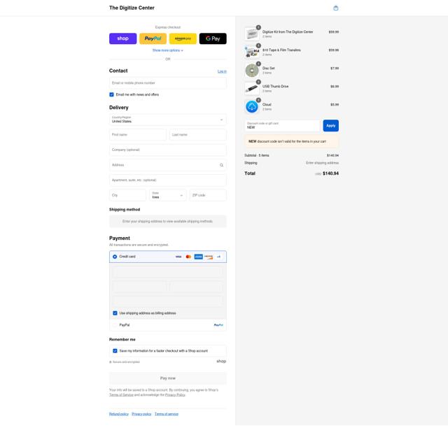 The Digitize Center checkout page showing The Digitize Center promo code box | Screenshot taken by SimplyCodes community member on Sep 4, 2025