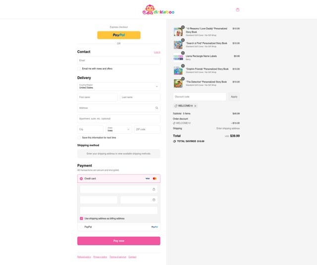 Dinkleboo checkout page showing Dinkleboo discount code box | Screenshot taken by SimplyCodes community member on Sep 4, 2025