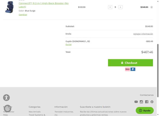 Diono US checkout page showing Diono US promo code box | Screenshot taken by SimplyCodes community member on Aug 30, 2025