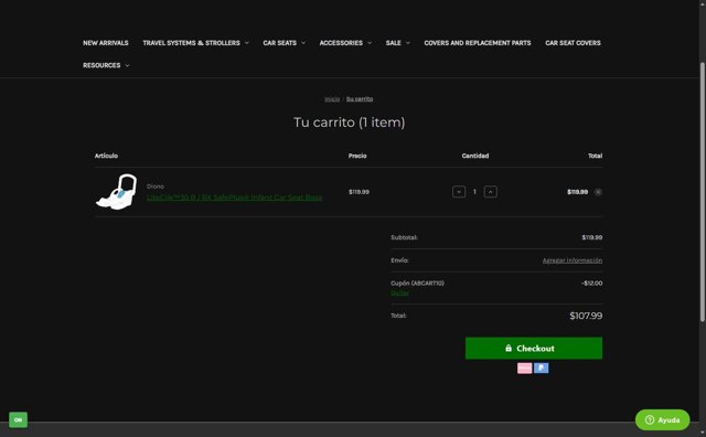 Diono US checkout page showing Diono US promo code box | Screenshot taken by SimplyCodes community member on Aug 12, 2025