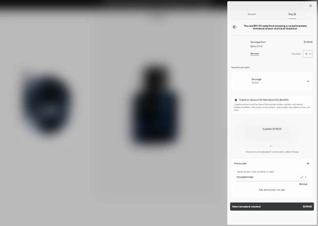 Dior Beauty checkout page showing Dior Beauty promo code box | Screenshot taken by SimplyCodes community member on Sep 24, 2025