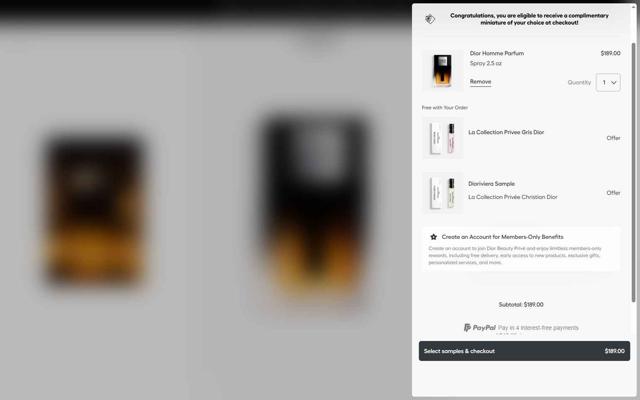 Dior Beauty checkout page showing Dior Beauty promo code box | Screenshot taken by SimplyCodes community member on Oct 3, 2025