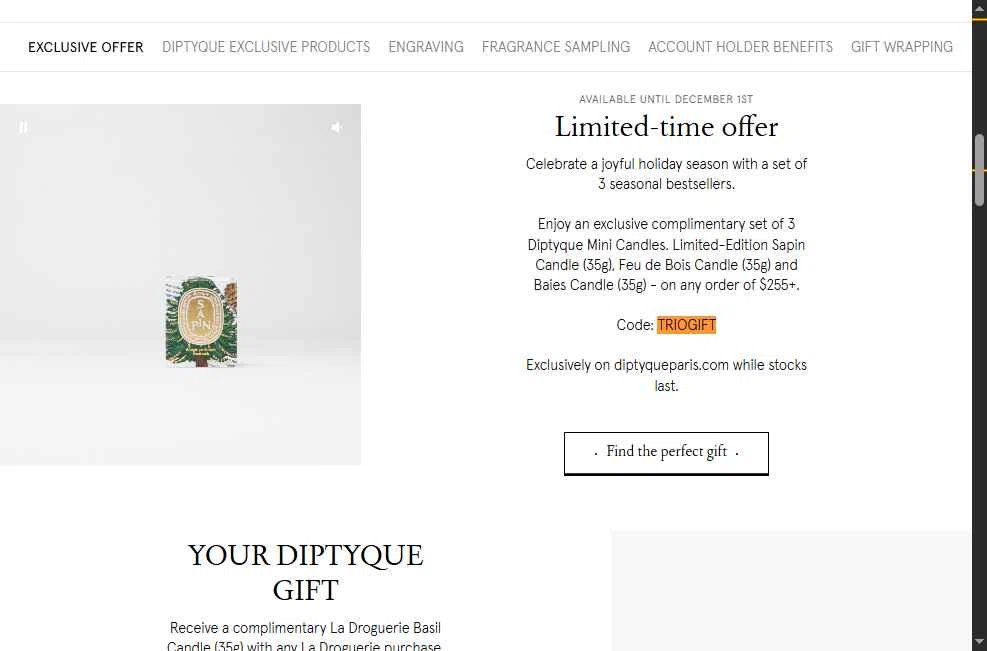 Diptyque Paris checkout page showing Diptyque Paris promo code box | Screenshot taken by SimplyCodes community member on Nov 21, 2025
