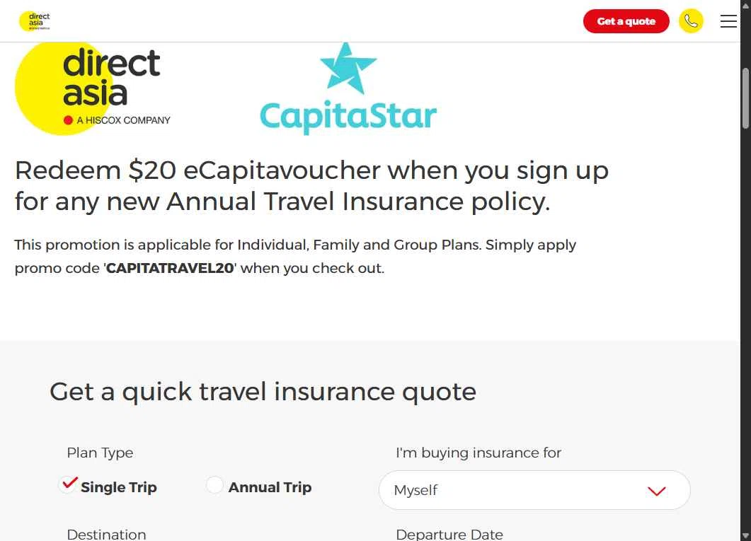 Direct Asia Insurance checkout page showing Direct Asia Insurance promo code box | Screenshot taken by SimplyCodes community member on Nov 23, 2025