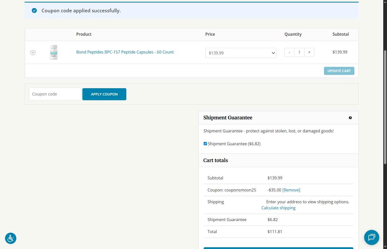 Direct Health Shop checkout page showing Direct Health Shop coupon code box | Screenshot taken by SimplyCodes community member on Dec 6, 2025