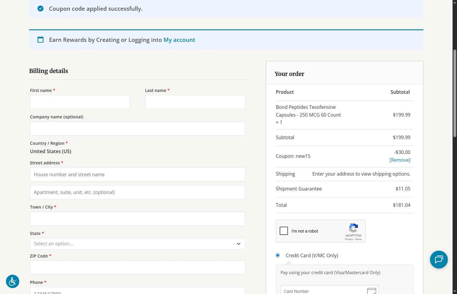 Direct Health Shop checkout page showing Direct Health Shop coupon code box | Screenshot taken by SimplyCodes community member on Jan 6, 2026
