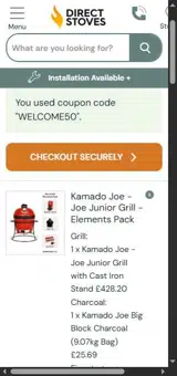 WELCOME50 coupon verification screenshot