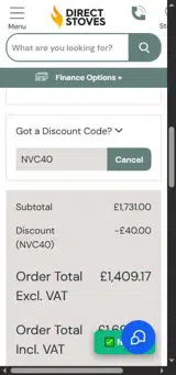 NVC40 coupon verification screenshot