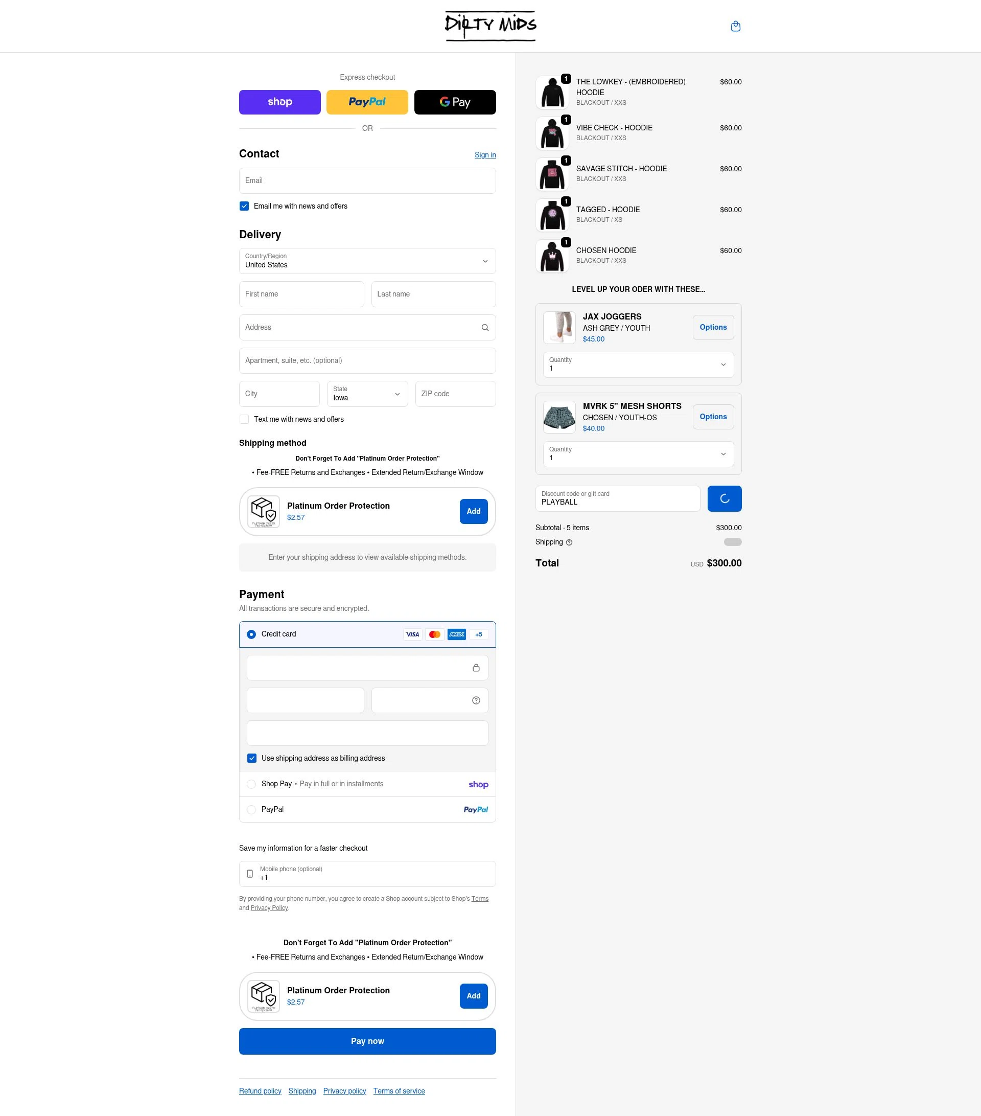 Dirty Mids checkout page showing Dirty Mids coupon code box | Screenshot taken by SimplyCodes community member on Feb 18, 2026