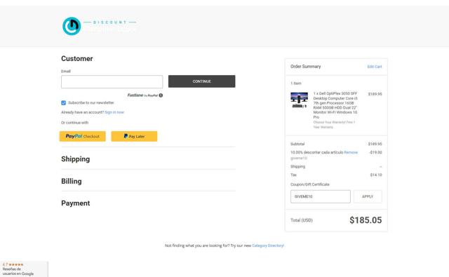 Discount Computer Depot checkout page showing Discount Computer Depot coupon code box | Screenshot taken by SimplyCodes community member on Aug 1, 2025