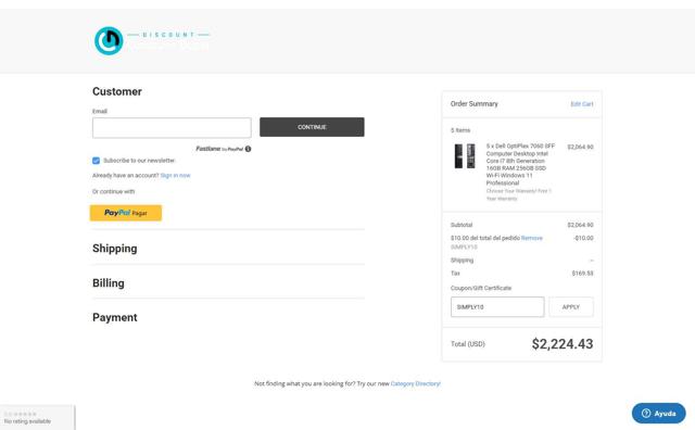 Discount Computer Depot checkout page showing Discount Computer Depot coupon code box | Screenshot taken by SimplyCodes community member on Aug 3, 2025