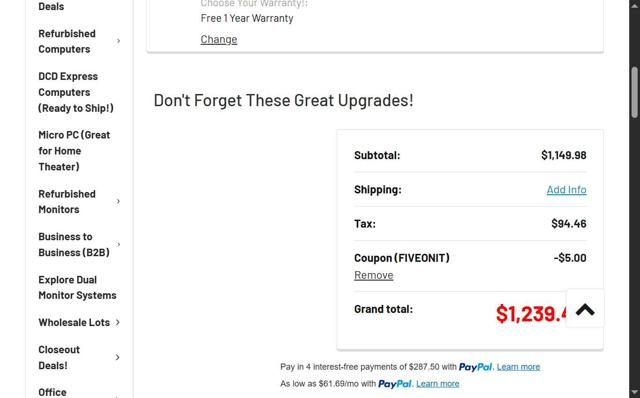 Discount Computer Depot checkout page showing Discount Computer Depot coupon code box | Screenshot taken by SimplyCodes community member on Sep 13, 2025