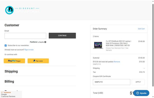 Discount Computer Depot checkout page showing Discount Computer Depot coupon code box | Screenshot taken by SimplyCodes community member on Sep 1, 2025
