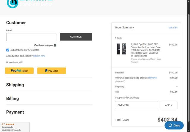 Discount Computer Depot checkout page showing Discount Computer Depot coupon code box | Screenshot taken by SimplyCodes community member on Aug 1, 2025
