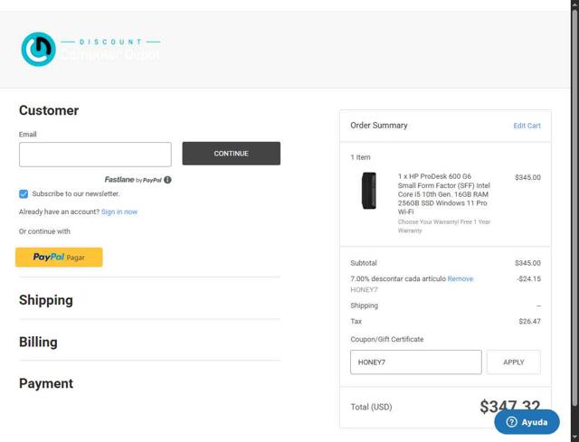 Discount Computer Depot checkout page showing Discount Computer Depot coupon code box | Screenshot taken by SimplyCodes community member on Sep 25, 2025