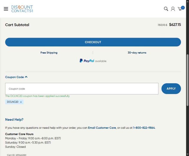 Discount Contacts checkout page showing Discount Contacts promo code box | Screenshot taken by SimplyCodes community member on Jun 10, 2025