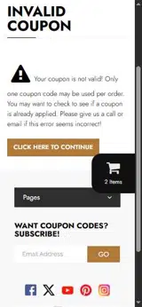 Discount Cutlery coupon verification screenshot
