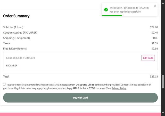 Discount Divas checkout page showing Discount Divas coupon code box | Screenshot taken by SimplyCodes community member on Aug 10, 2025