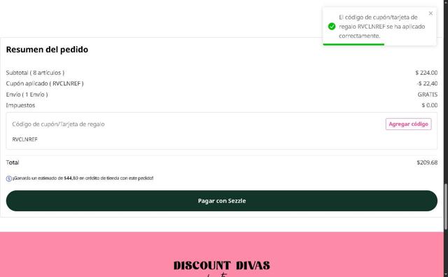 Discount Divas checkout page showing Discount Divas coupon code box | Screenshot taken by SimplyCodes community member on Jun 26, 2025