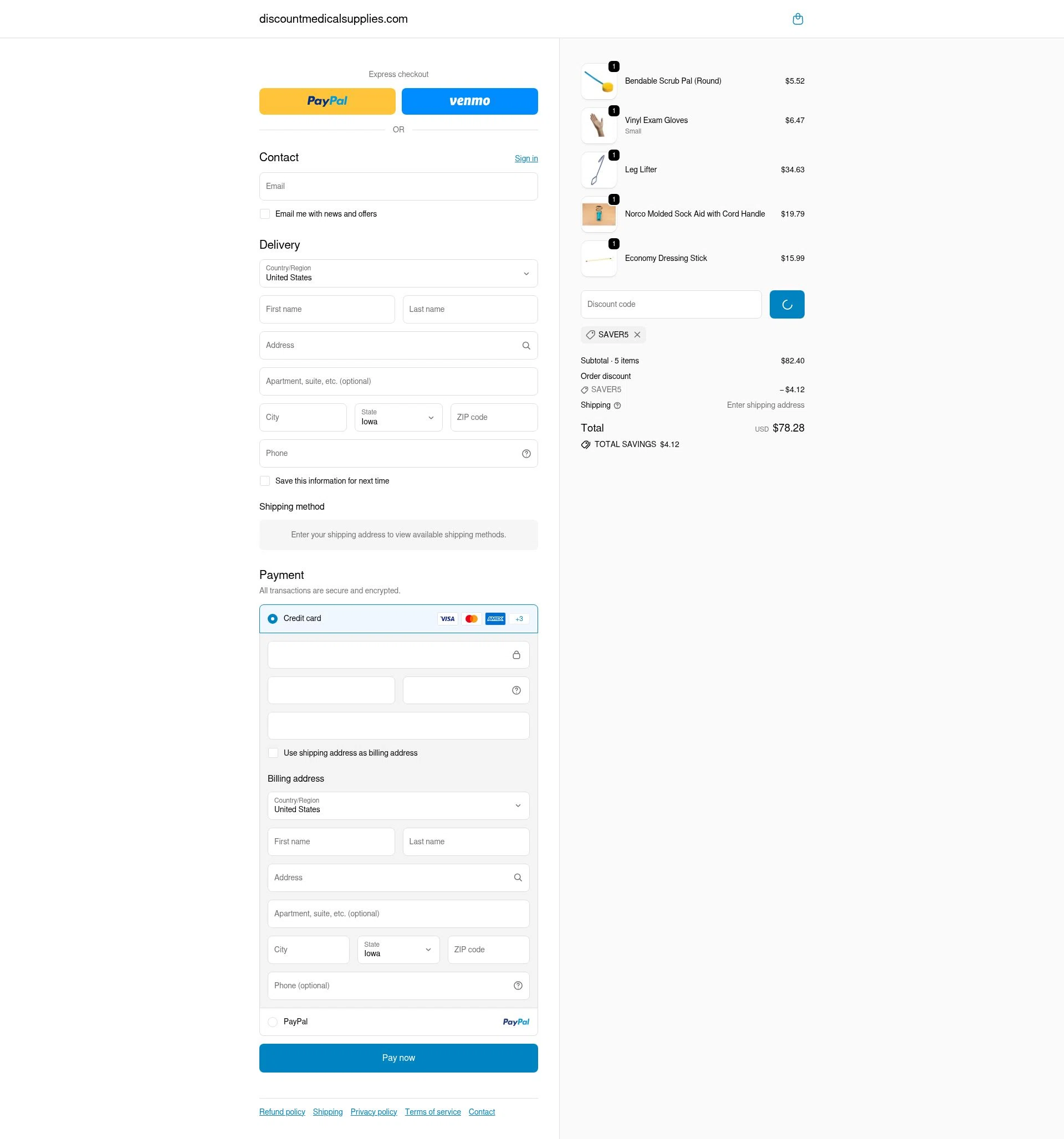 Discount Medical Supplies checkout page showing Discount Medical Supplies discount code box | Screenshot taken by SimplyCodes community member on Dec 26, 2025