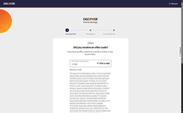 Discover checkout page showing Discover promo code box | Screenshot taken by SimplyCodes community member on Jul 29, 2025