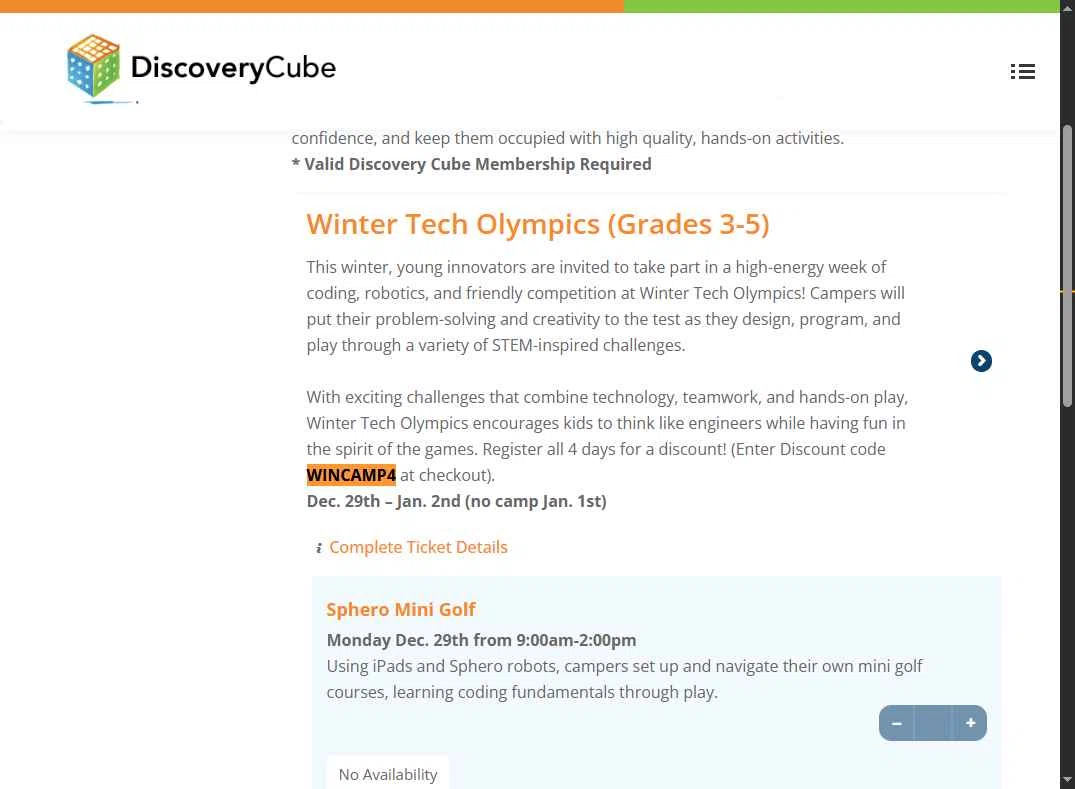 Discovery Science Center checkout page showing Discovery Science Center coupon code box | Screenshot taken by SimplyCodes community member on Dec 20, 2025