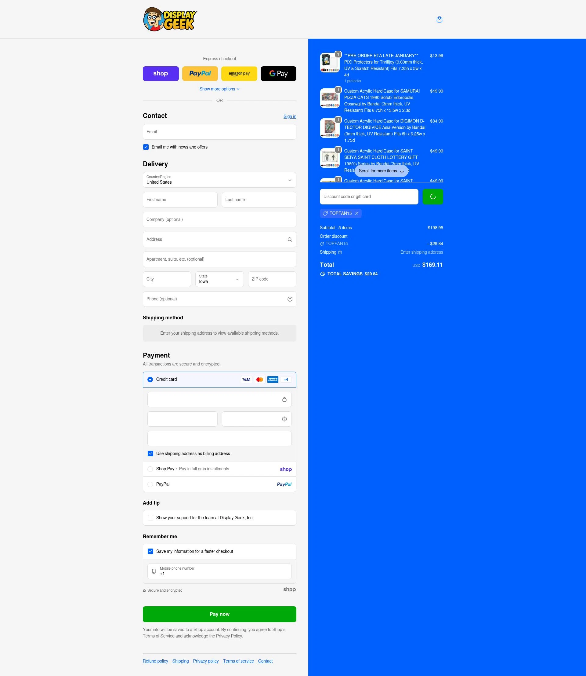 Display Geek checkout page showing Display Geek discount code box | Screenshot taken by SimplyCodes community member on Jan 27, 2026