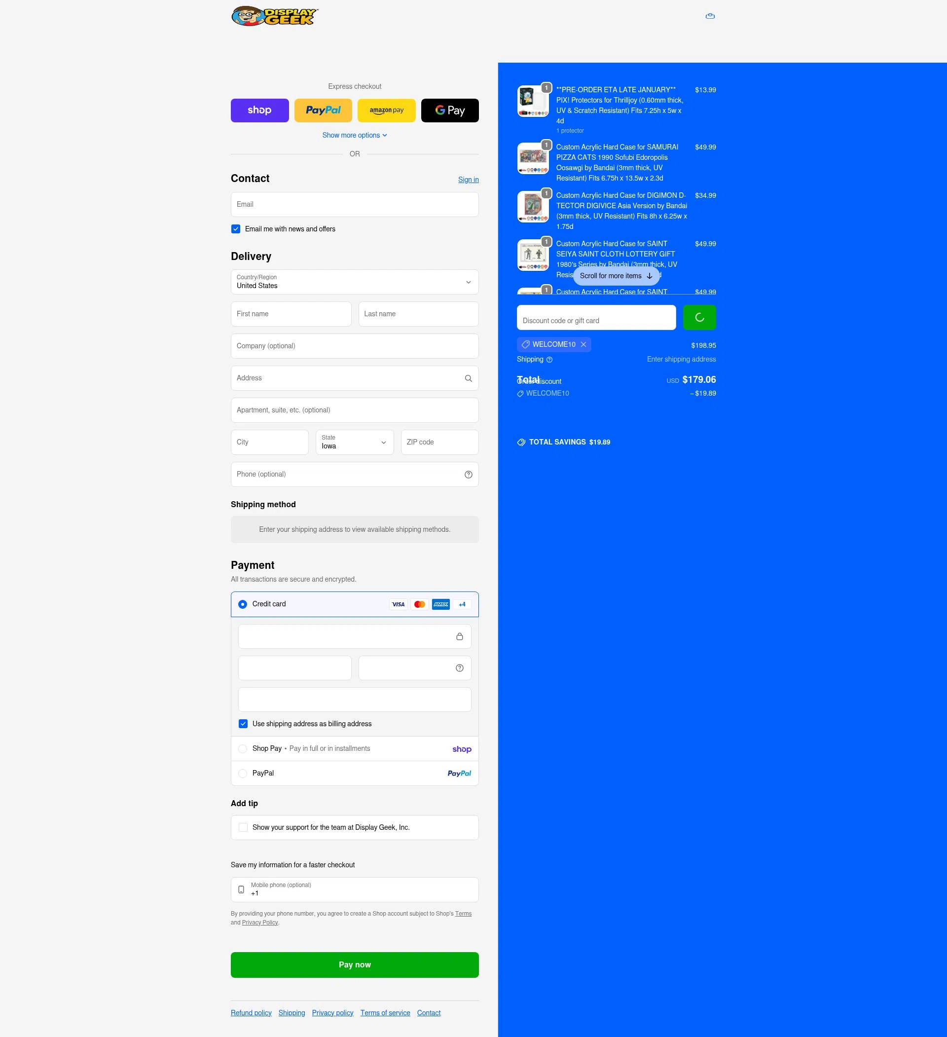 Display Geek checkout page showing Display Geek discount code box | Screenshot taken by SimplyCodes community member on Jan 31, 2026