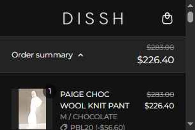 DISSH checkout page showing DISSH discount code box | Screenshot taken by SimplyCodes community member on Aug 28, 2025