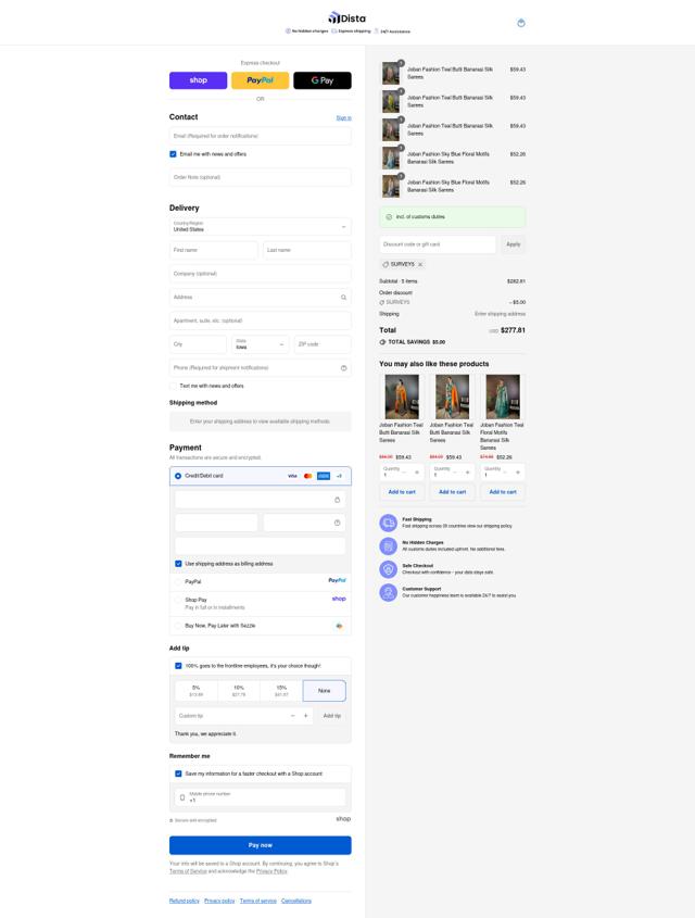 Distacart checkout page showing Distacart coupon code box | Screenshot taken by SimplyCodes community member on Sep 15, 2025