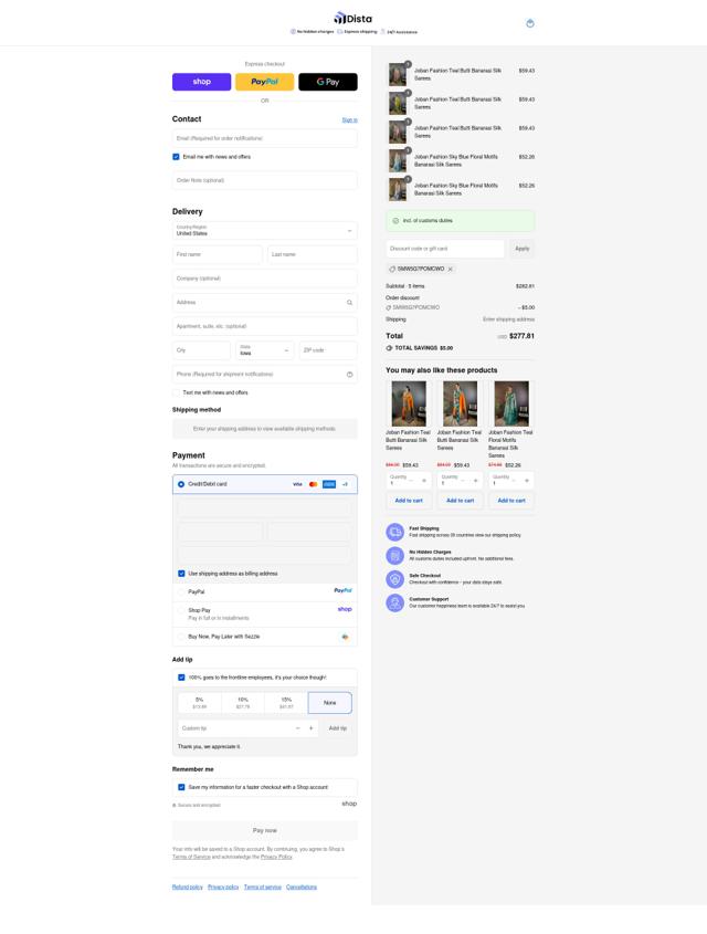 Distacart checkout page showing Distacart coupon code box | Screenshot taken by SimplyCodes community member on Sep 15, 2025