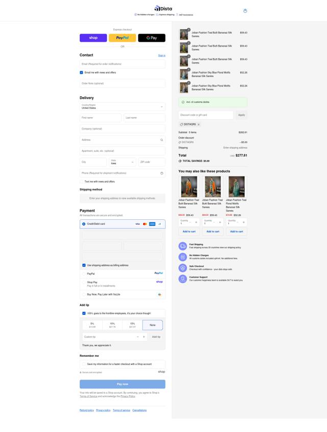 Distacart checkout page showing Distacart coupon code box | Screenshot taken by SimplyCodes community member on Sep 15, 2025