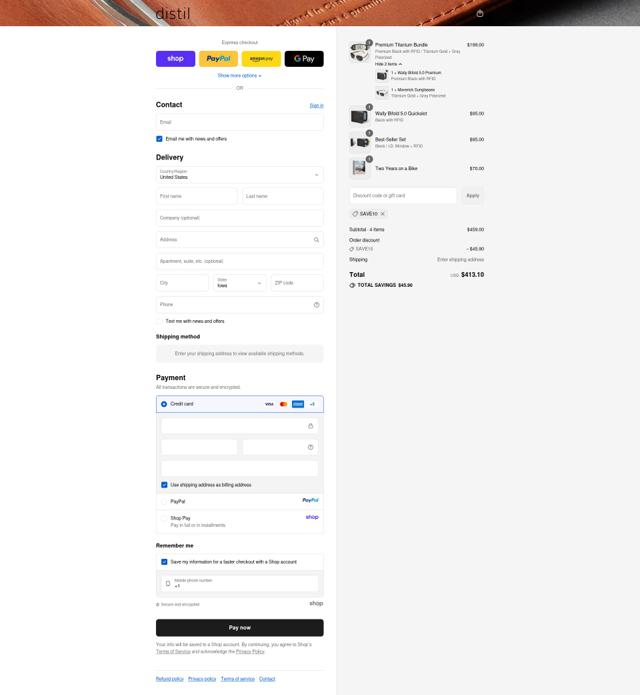 Distil Union checkout page showing Distil Union promo code box | Screenshot taken by SimplyCodes community member on Sep 15, 2025