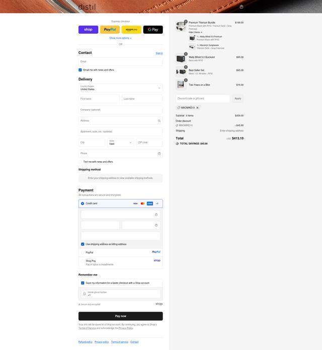 Distil Union checkout page showing Distil Union promo code box | Screenshot taken by SimplyCodes community member on Sep 15, 2025